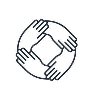 four hands held together